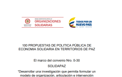 100 Propuestas de Política Pública de Economía Solidaria en Territorios de Paz
